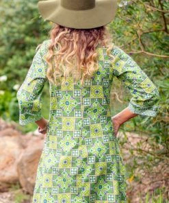Rasaleela Resort Wear Connie Long Sleeve Dress | Lime Paisley S