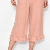 Cali & Co Frill Hem Linen Pants | Salmon | CC4s