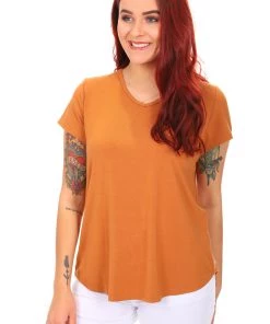 Cap Sleeve Bamboo Tee | Tobacco