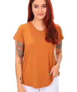 Cap Sleeve Bamboo Tee | Tobacco