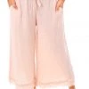 Cest Parfait Clothing Frayed Hem Linen Pants - Pink - CP2