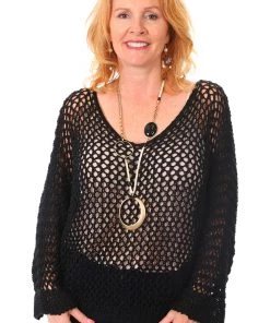 Cindy G Clothing Loose V Neck Knit | Black | CG15