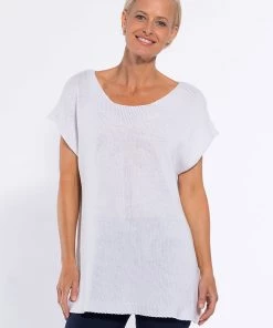 Cafe Latte Palm Tree Cotton Knit | White | CL20s