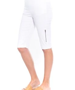 Cafe Latte Zip Detail Shorts | White | CL9