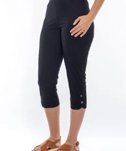 Cafe Latte Botton Detail Jegging | Black | CL19