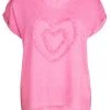 Cafe Latte Clothing Heart Applique Tee | Pink | CL10