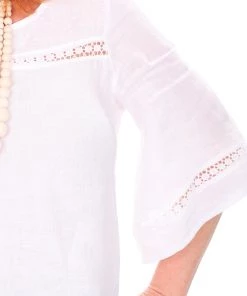 Luca Vanucci White Linen Laced Top Tops