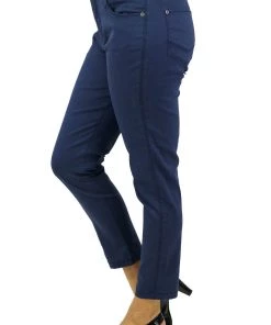 Cafe Latte Stretch Zip 7/8 Jeans | Navy