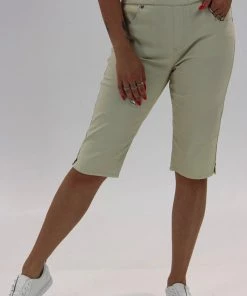 Cafe Latte Stretch Pull On Jean Short | Beige | CL4