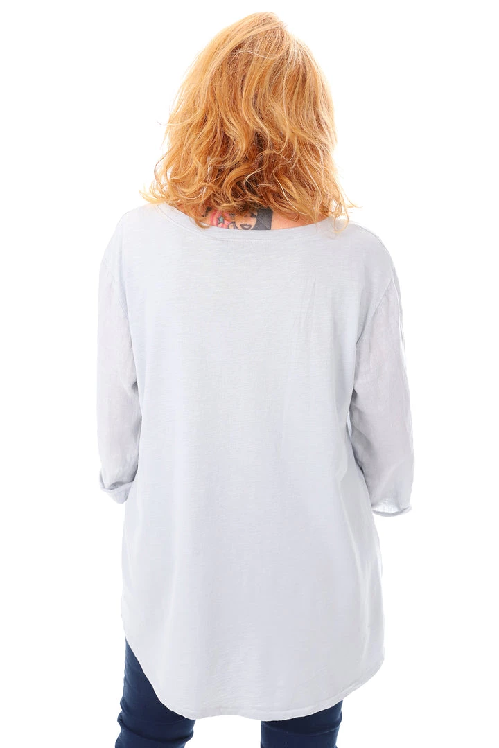 Cest Parfait Tops Pleated Grey Linen Top - CP9 4 Cest Parfait Tops Pleated Grey Linen Top - CP9