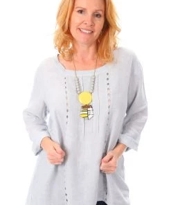 Cest Parfait Tops Pleated Grey Linen Top - CP9 6 Cest Parfait Tops Pleated Grey Linen Top - CP9