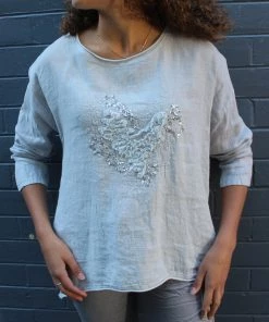 Cest Parfait Tops Long Sleeve Star Heart Top | Grey | CP12