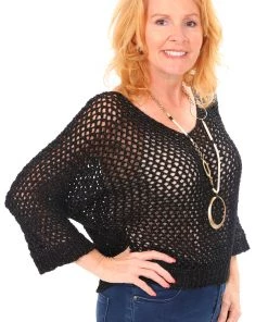 Cindy G Chunky Lurex Knit | Black | CG9 Clothing