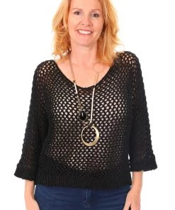 Cindy G Chunky Lurex Knit | Black | CG9 Clothing