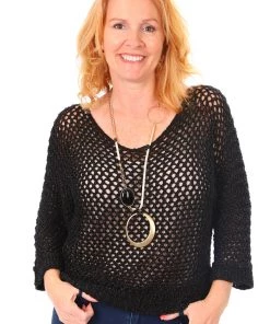 Cindy G Chunky Lurex Knit | Black | CG9 Clothing