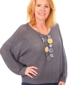 Cindy G Clothing Long Sleeve Knit | Charcoal | CG12