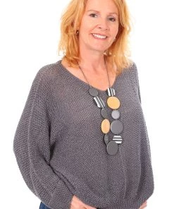 Cindy G Clothing Long Sleeve Knit | Charcoal | CG12