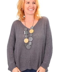 Cindy G Clothing Long Sleeve Knit | Charcoal | CG12