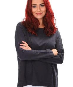 Cloth + Paper + Scissors Round Neck Long Sleeve | Carbon Tops