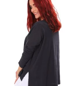 Cloth + Paper + Scissors Round Neck Long Sleeve | Carbon Tops