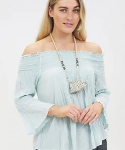 Namastai Tops Cotton Off Shoulder Top | Mint | N2s