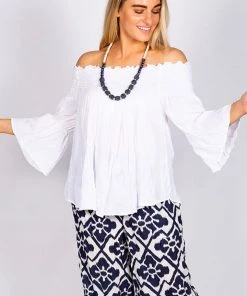 Namastai Cotton Off Shoulder Top | White | N2s Resort Wear