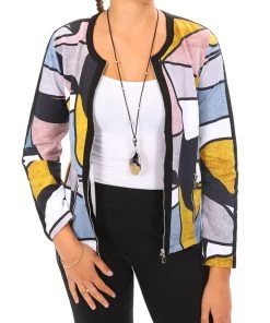 Dolcezza Natural Graphic Zip Cardigan | D11