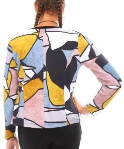 Dolcezza Natural Graphic Zip Cardigan | D11