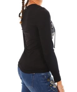 Dolcezza Tops Abstract Flower Long Sleeve | D16