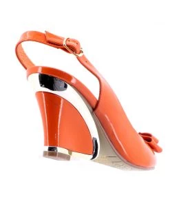 Django & Juliette Shoes Evette Patent Leather Wedge - Orange