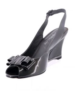 Django & Juliette Shoes Exclamation Leather Wedge - Pewter