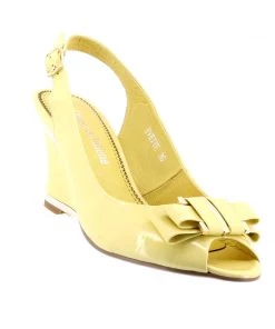 Django & Juliette Shoes Evette Patent Leather Wedge - Yellow