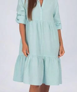 Ridley Clothing Harper Linen Dress | Aqua | R7