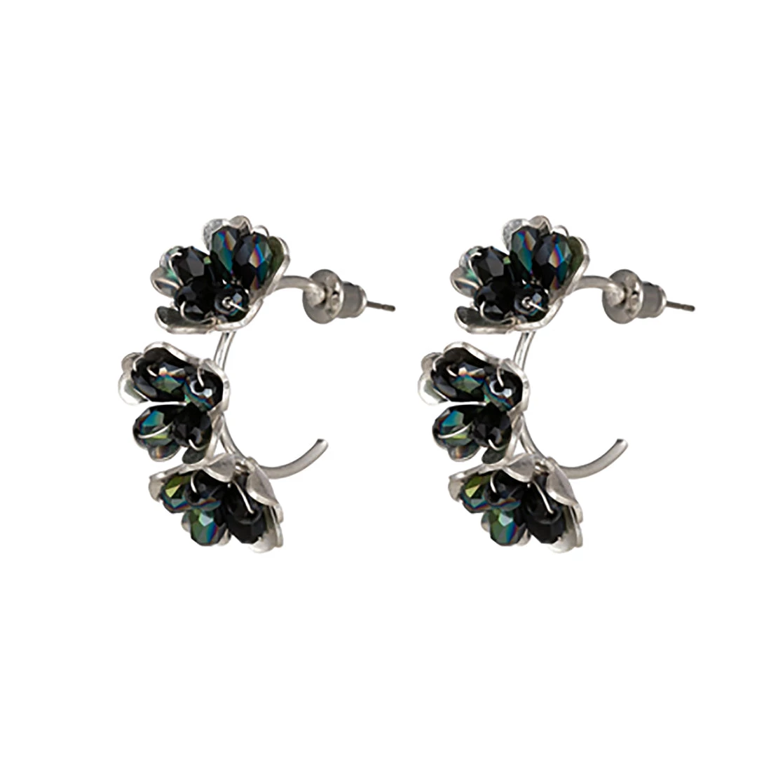 Blue Scarab Silver Flower Hoops | BS1 1 Blue Scarab Silver Flower Hoops | BS1