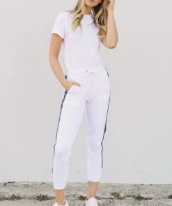 Est 1971 Contrast Stripe Tracky Pants | White/Navy | EST7