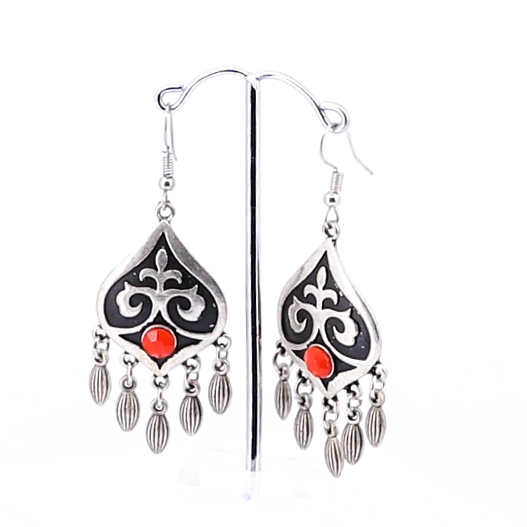 Stellar Rose Shield Earrings - Red 1 Stellar Rose Shield Earrings - Red