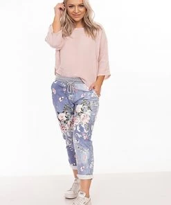 The Italian Cartel Venice Floral Pants | Light Blue | IC23