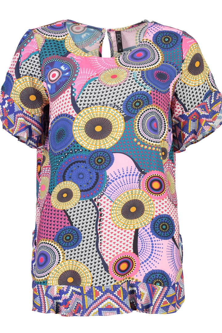 Foil Tops Second Act Flounce Top | Circle Mix 1 Foil Tops Second Act Flounce Top | Circle Mix