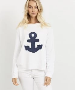 Est 1971 Knitwear/Jumpers Frayed Anchor Cotton Windy | White | EST1