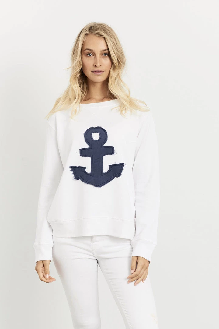Est 1971 Knitwear/Jumpers Frayed Anchor Cotton Windy | White | EST1 2 Est 1971 Knitwear/Jumpers Frayed Anchor Cotton Windy | White | EST1
