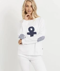 Est 1971 Knitwear/Jumpers Frayed Anchor Cotton Windy | White | EST1