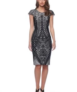 Pink Ruby Galleria Cap Sleeve Dress (Black)