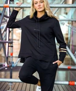 3RD STORY Gold Stripe Embossed Funnel Sweater | RD13 Clothing