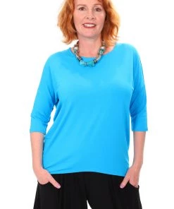 Relaxed High Low Bamboo Top | Aqua Tops