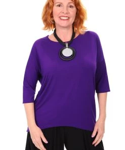 Tops Relaxed High Low Bamboo Top | Eggplant