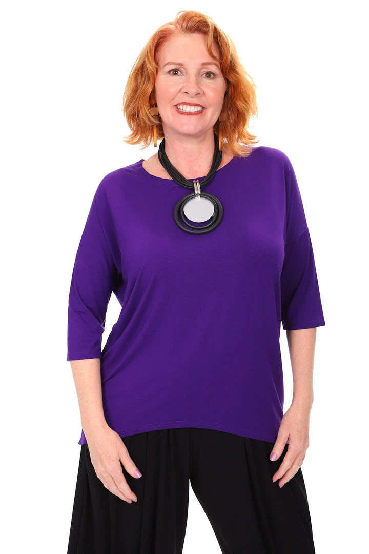 Tops Relaxed High Low Bamboo Top | Eggplant 2 Tops Relaxed High Low Bamboo Top | Eggplant