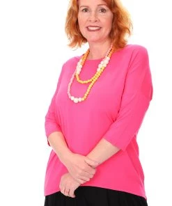 Relaxed High Low Bamboo Top | Hot Pink Tops