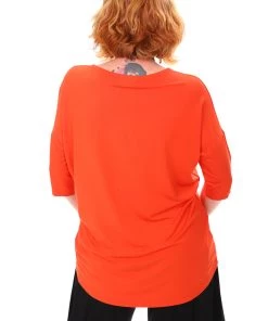 Tops Relaxed High Low Bamboo Top | Tangerine