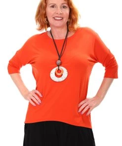 Tops Relaxed High Low Bamboo Top | Tangerine