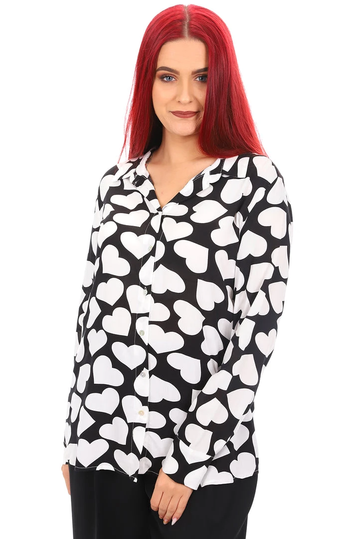 Hammock & Vine Tops Black & White Heart Shirt | HV3 5 Hammock & Vine Tops Black & White Heart Shirt | HV3